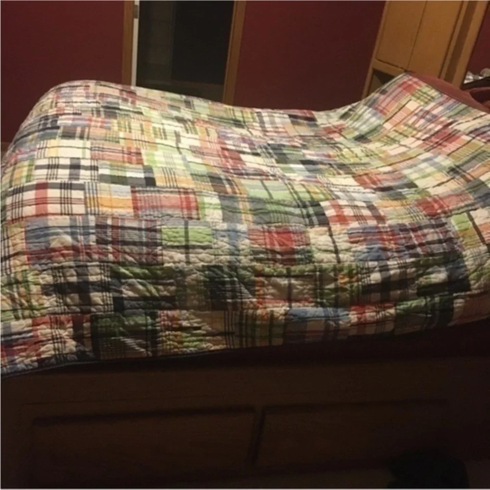 Pottery Barn Kids twin size plaid Madras reversible comforter